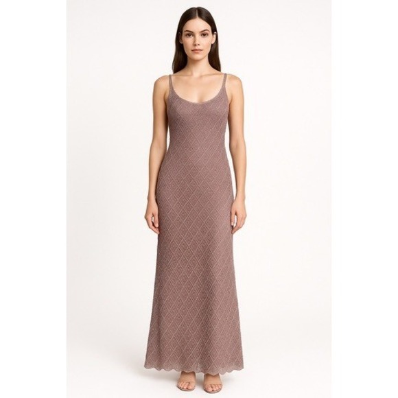 Carmen Marc Valvo Beaded Maxi Dress Gown Sleeveless Evening Party Formal - Picture 1 of 5